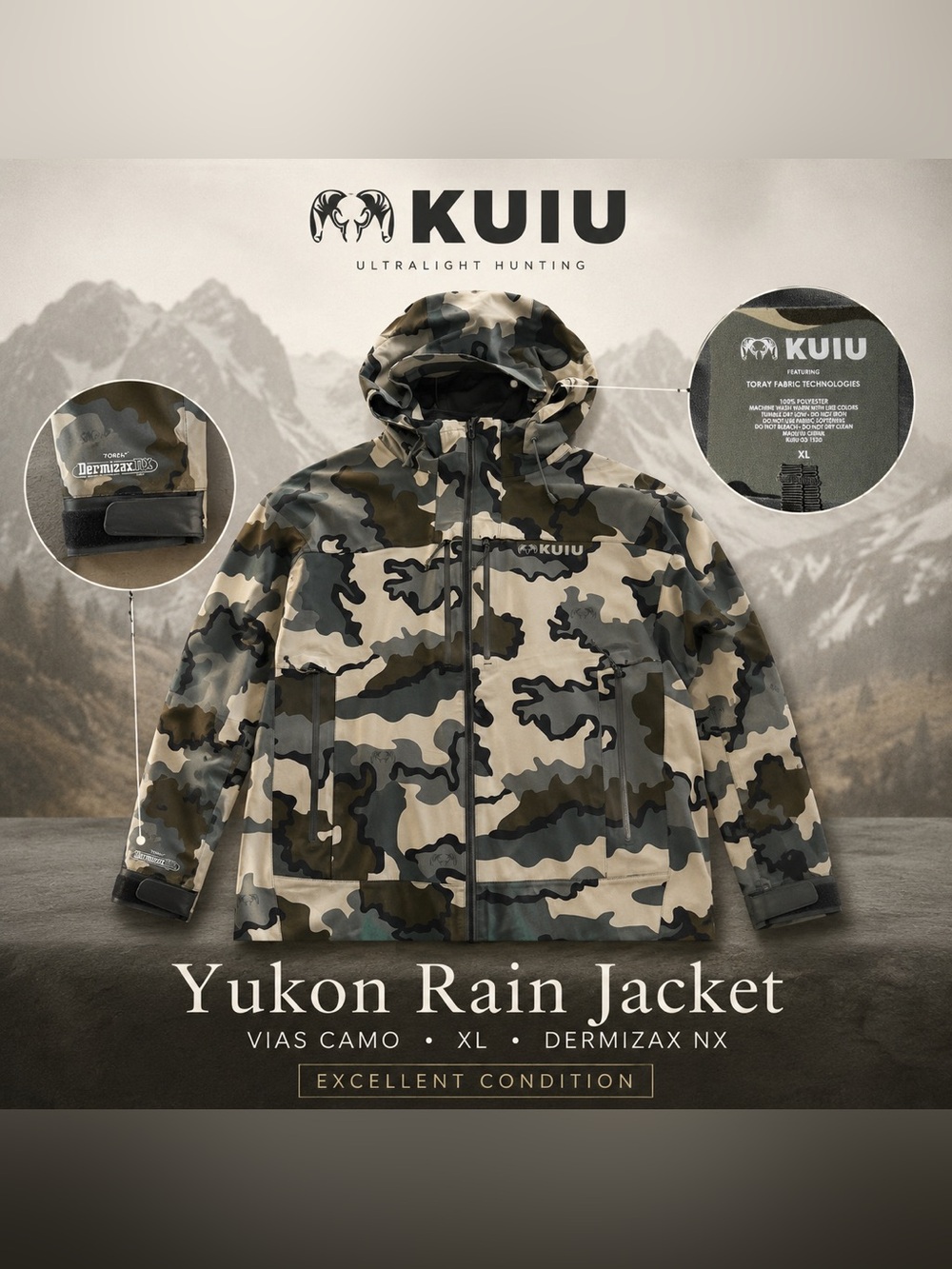 KUIU Yukon Rain Jacket – Vias Camo – Men’s XL